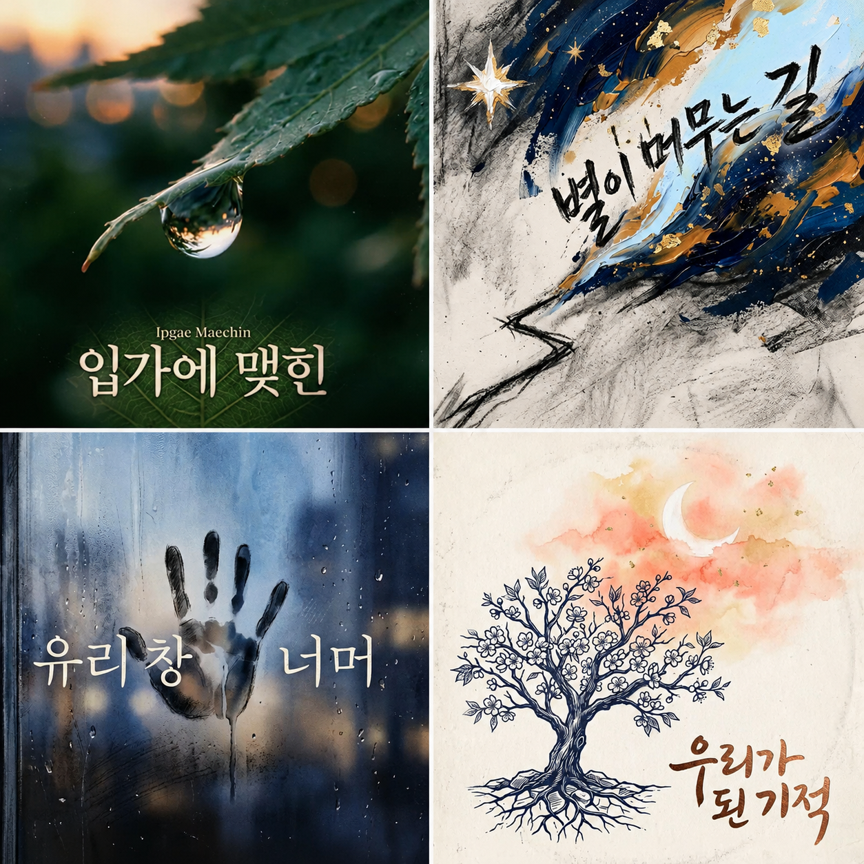 Four K-content album covers created with AI